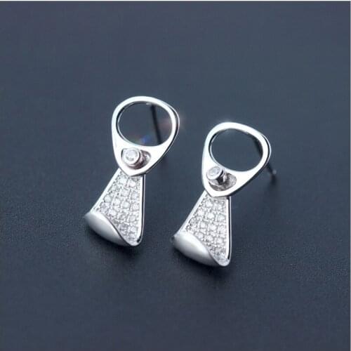 925 sterlingSV earrings female Korean fashion cans buckle pull ring earrings personalized short earrings for women