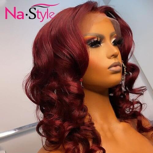 99j Burgundy Lace Front Wig Body Wave Human Hair Lace Frontal Wigs Pre Plucked Brazilian Human Hair Wig Sale Womens Long Wigs