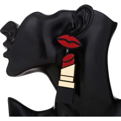 Acrylic Earrings Women Jewelry Lip Lipstick Punk Style Dangle Fashion Long Drop