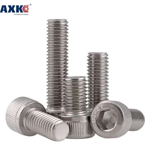 AXK 1pcs 304 stainless steel GB70/DIN912 bolt cylindrical hexagonal screw cup head screw M10*16-200mm