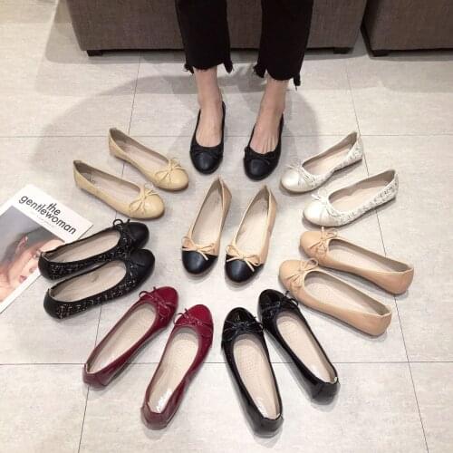 Ballet Flat Shoes Womens 2021 New Bow Shallow Mouth Soft Bottom Egg Roll Shoes Comfortable Large Womens Shoes Casual Shoes