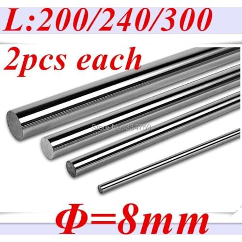 Free Shipping 8mm smooth rod chromed set : 2 x 200mm ,2 x 240mm , 2 x 300mm for 8mm linear shaft LM8UU CNC parts 3D printer