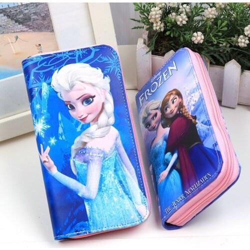 Disney Cartoon Coin Purse Princess Princess Elsa and Anna Long Womens Wallet girls Prize Gift children Christmas present