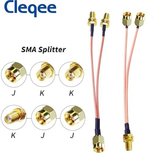 Cleqee SMA Male to 2X Female/ SMA Female to 2X Male Connector Splitter Combiner RG316 Pigtail RF Extension Cable for Home Phone