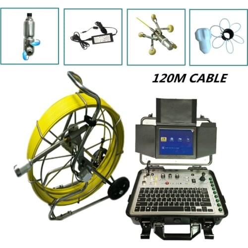 50mm sewer pipe inspection camera 120m Snake Pipe Video Endoscope Camera waterproof system with 360 degree pan/tilt camera head