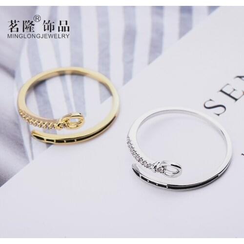 Rings For Women Females Jewelry Accessory Bridal Wedding Engagement Promise Gift Resizable Brand Designer Crystal Good Quality