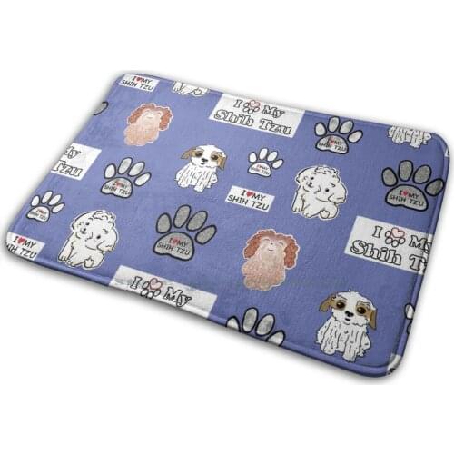 Shih Tzu Sticker Sheet Collection , I Love My Shih Tzu Mat Rug Carpet Anti-Slip Bedroom Entrance Door Mat Shih Tzu Dog Paw Dog
