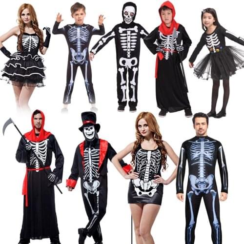 Adult Men Women Halloween Costume Cosplay Skull Devil Ghost Costumes With Skeleton Printing Zombie Clothes