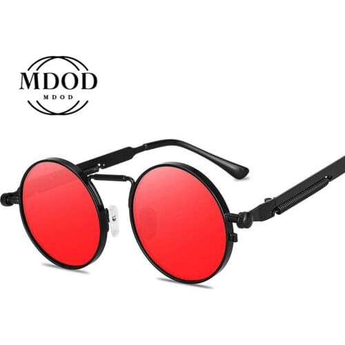 Round Sunglasses Men Women Metal Punk Vintage Sunglass Brand Designer Fashion Glasses Mirror Lens High Quality Oculos UV400