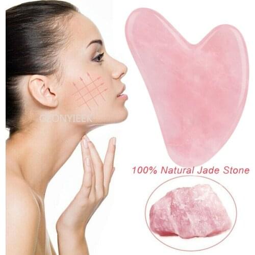 Natural Rose Jade Roller Face Massage Gua Sha Board Crystal Stone Jade Massager Body Facial Eye Scraping Acupuncture Face Lift