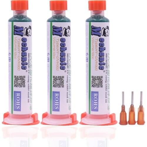 MECHANIC 10ML GREEN UV SOLDER MASK BGA PCB PAINT PREVENT CORROSIVE ARCING Soldering Paste Flux PCB UV Photosensitive Inks