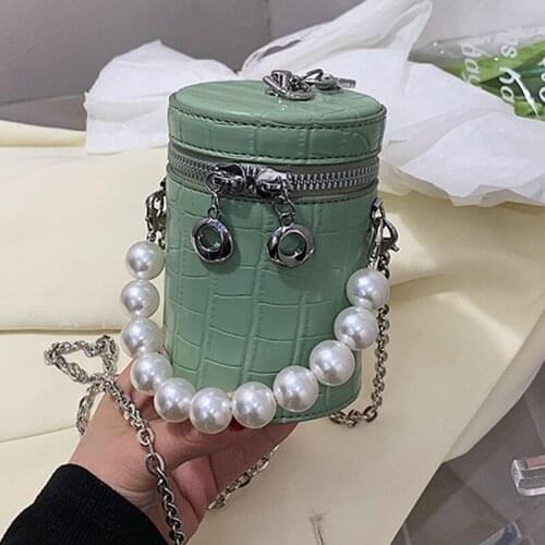 Fashion Bucket Shoulder Bag Pearl Chain Crossbody Bag Summer New Female Handbags High Quality Mini Phone Pack Woman Luxury Purse