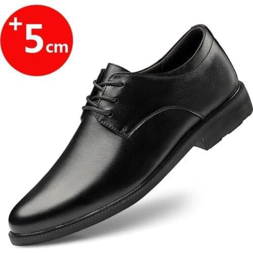 Man Leather Shoes Elevator Shoes Men Heightening Shoes Height Increase Shoes Height Increasing Insole 5CM Black Height Shoes