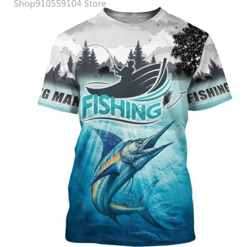 2021 new fish outdoor T-shirt male 3d cool printing fishing mens short jacket 0 collar casual elastic fishing shirt summer