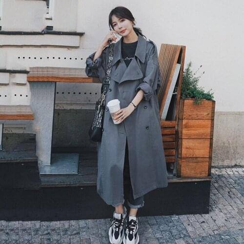NSMW MI New Windbreaker Jacket Women Mid-Length Spring Autumn 2021 Temperament Korean Loose Waist Belted Trench Women Coat F1