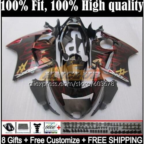 OEM For HONDA Blackbird CBR1100XX 96 97 98 99 01 28CL.15 CBR1100 CBR 1100 XX 2002 2003 2004 2005 2006 2007 Fairing Red flames