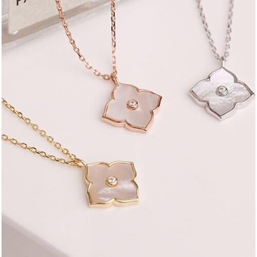 Necklaces For Women Simplicity Real Silver 925 Jewelry Fashion Goth Gold Chains Sterling Undefined Pendant Double Clover Shell