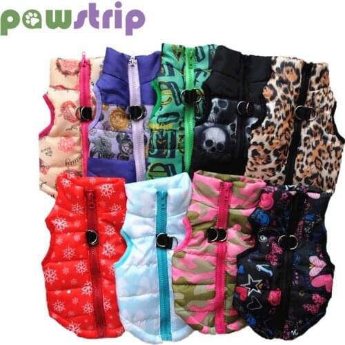 Pawstrip Winter Dog Coat Jacket Leopard Skull Print Small Dog Clothes Warm Puppy Vest Outfit Pomeranian Chihuahua Clothes XS-L