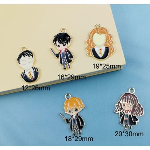 10pcs Enamel Cartoon Characters Charms For Jewelry Accessories Earring Finding DIY Bracelet Necklace Zinc Alloy Girl Boy Charms