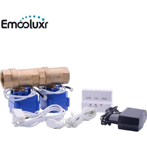 100dB Water Leak Warning Detector Flood Alert Sensor System with Double DN15 DN20 DN25 BSP Motorized Valve and 6m Water Sensors