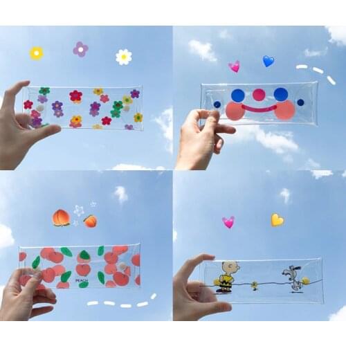 Lovely PVC cartoon pen bag Fashionable pen storage bag Transparent and large capacity