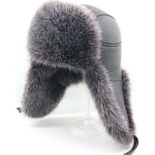 Winter hat leather hat aviator ear cap Russian winter bomber hat unisex Factory Direct free delivery