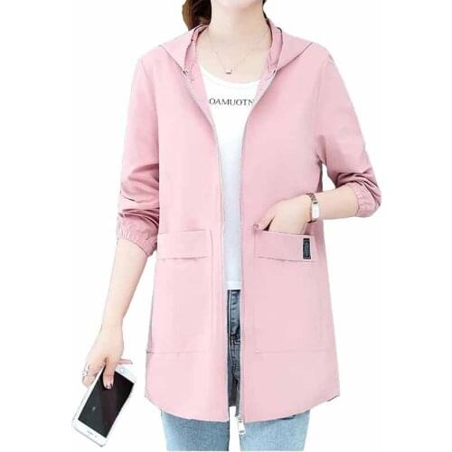 Fashion Spring Autumn Women Trench Coat Plus Size 4XL Hooded Loose Windbreaker Medium Length Outwear Casual Tops Oversize KW294