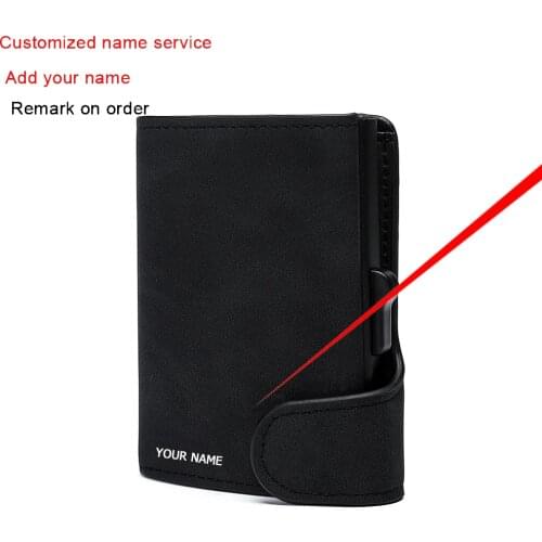 Business Credit Card Holder Automatic Pop-up Case RFID Men & Women Top Pu Leather Wallet with Note Compartment