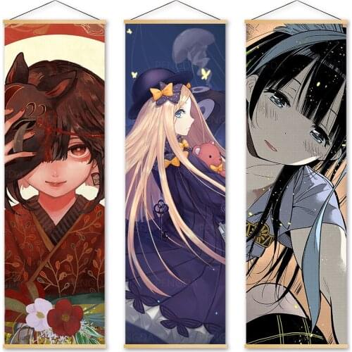 Wall Art Solid Wood Scroll Hanging Painting Sword Art Online Canvas Poster Picture Print Famous Animation Home Decor Kids Room