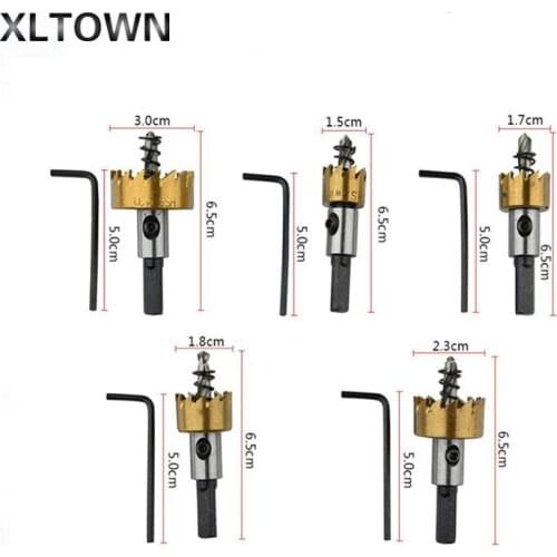 XLTOWN 5pcs hole opener drill bit titanium high quality HSS high speed steel hole opener high speed steel drill bit 5pcs set