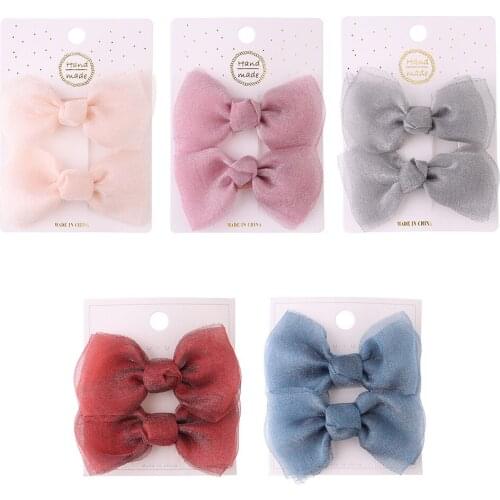 2Pcs Cute Barrettes Lace Bow Hair Clip Lovely Hairpins For Kids Girls Hair Accessories Colorful Headdress Safty Bowknot Hairpins