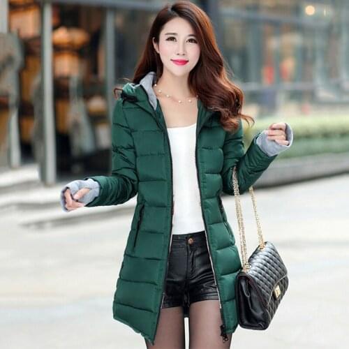 Womens Wadded 2021 Women Winter Hooded Warm Coat Plus Size Candy Color Cotton Padded Jacket Female Long Parka