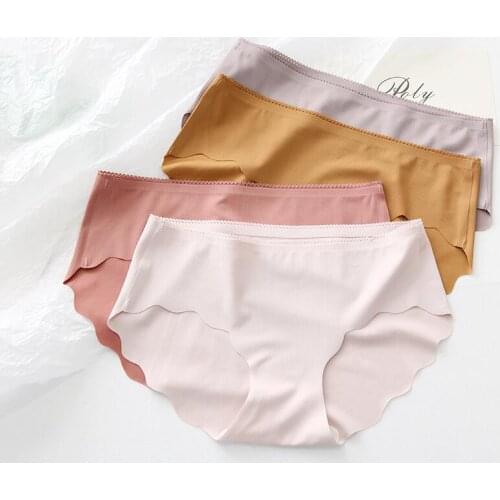 Mid Rise Panties Ladies Sexy Seamless Underwear Women Ultra Thin Comfortable Panties Briefs Solid One Piece Female Underpants