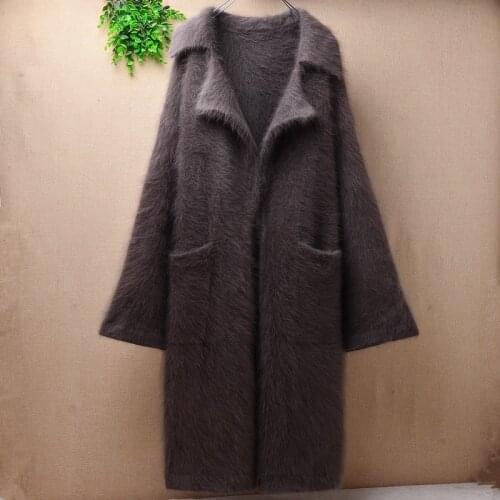 NEW arrival Women Ladies fashion long outwear clothes turn-down collar Mink Cashmere knit Sweaters overcoats thicken winter wear