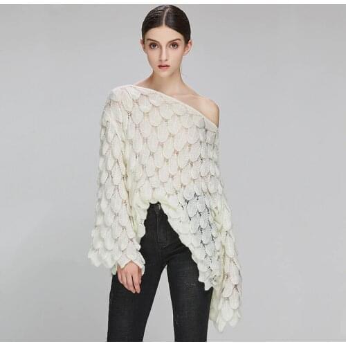 Adishree Elegant Sweater Women 2019 Casual Fashion Loose Women Sweater and Pullover Cute 3D White Jumper Sueter Mujer Slash Neck