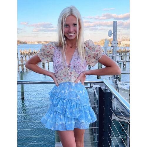 Boho Beach Summer Long Floral Dress Square Neck Ruffles Slim High Waist Holiday Patchwork Cute Pink Dress for Women Clothing