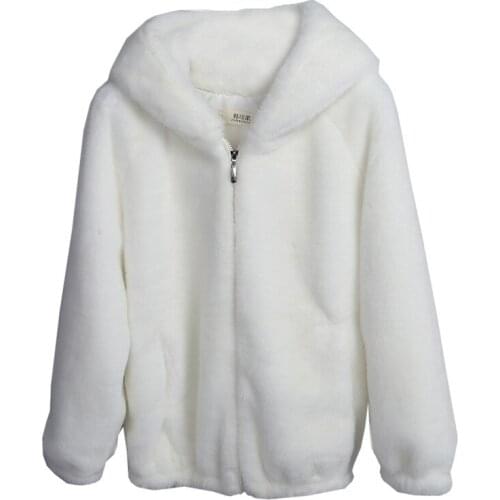 S-6XL New Fashion female imitation fur Overcoat Faux Mink Fur hooded coat Jacket loose thickening Women Winter Clothes