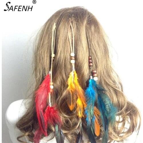 1PC Headdress Indian Feather Hair Ornaments Clip Feathers Tassel Hair Piece