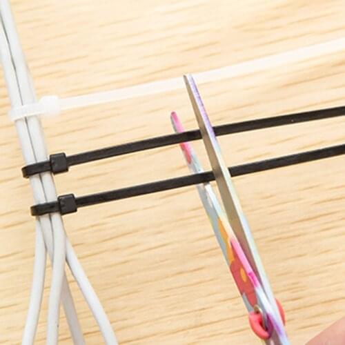 Black White 100pcs Nylon Cable Ties Fasten Ring Zip Ties 3 Sizes Wire Organizer Camping Portable Outdoor Elements