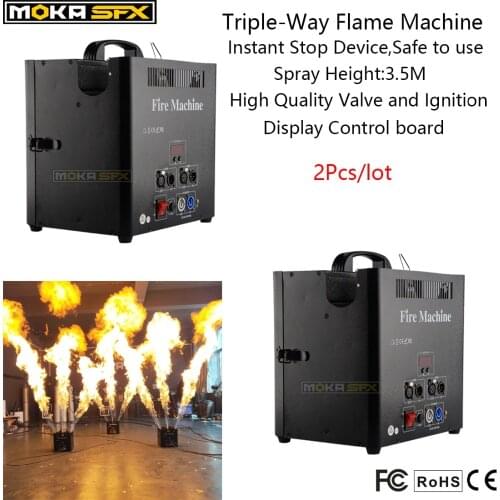 2pcs/lot 3 head Stage fire machine outdoor flame machine powerful flame thrower Instant stop device flame jet machine dmx 512