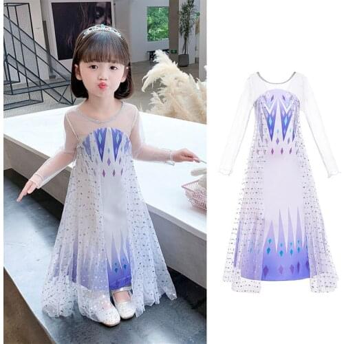 2021 Cosplay Snow Queen 2 Elsa Anna Dresses Girls Dress Elsa Costumes Anna Princess Party Kids Vestidos Fantasia Girls Clothing