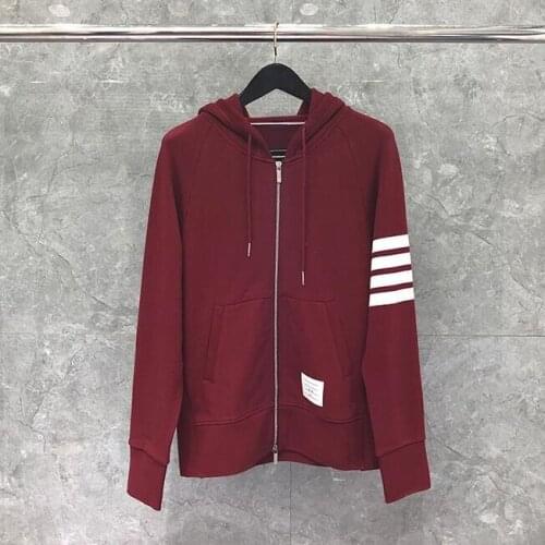 2021 Fashion Brand Hooded Clothing Loose Cotton Jacket Men Women Striped Sweatshirts Hoodies Red Casual Sportswear Coat