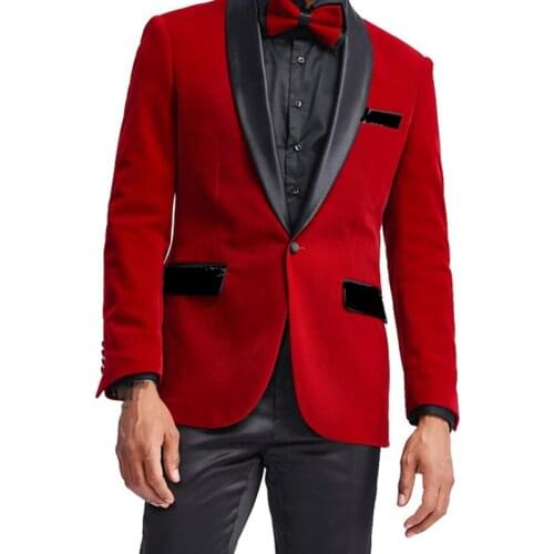 2021 Tailor Made Fashion Luxury One Button Red Blazer Lapel Slim Fit Groom Tuxedo For Wedding Dress Party Costume (Jacket+Pants)