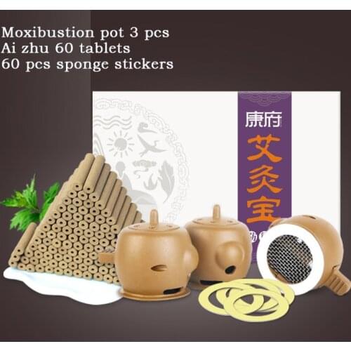 Moxibustion 60 Grain+Moxibustion pot 3 pcs Of Moxa Moxibustion Instrument For Family Household Portable Moxibustion Box