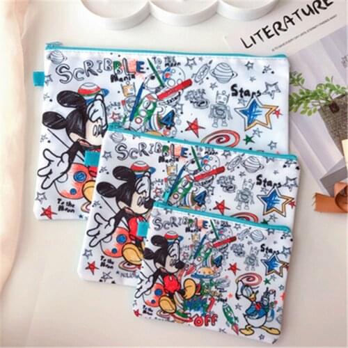 3pcs Clutch Bag Disney mickey mouse Cartoon File Bag Stitch Storage Bag A4 Information Bag Student Storage Bag