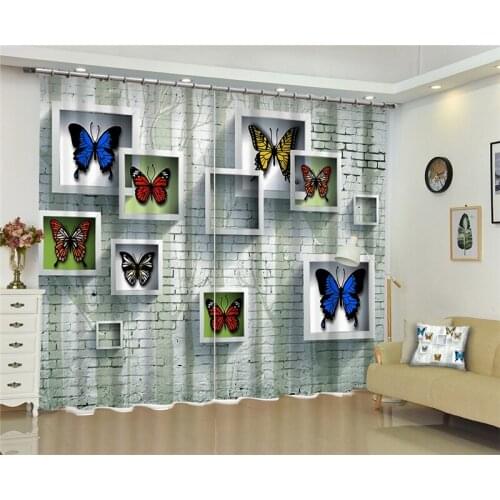 Butterfly Window Blackout 3D Curtains set For Bed room Living room Office Hotel Home Wall Decorative Drape tapestry