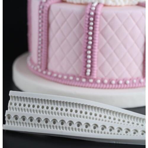 3D Pearl Chain Lace Cake Mold Fondant Mold Silicone Mould Cake Decorating Tools DIY Cake Baking Tools