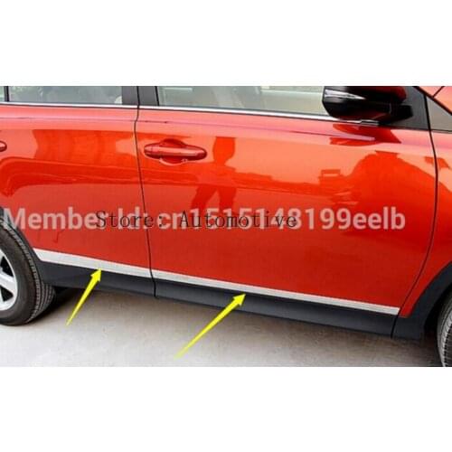 4pcs Chrome Side Door Body Molding Lid Cover Trim Fit For Toyota RAV4 2013 2014 2015 2016 2017