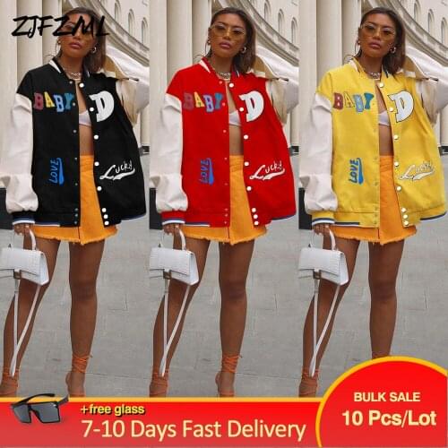 Bulk Items Wholesale Lots Y2K Clothes School Student Jackets Coats Women Baseball Uniform 2021 Feamle Korean Style Loose Tops