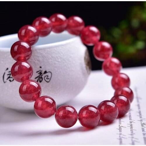 Natural Stone Energy Crystal Bracelet red Strawberry Beads Healing Stone Holiday Gift